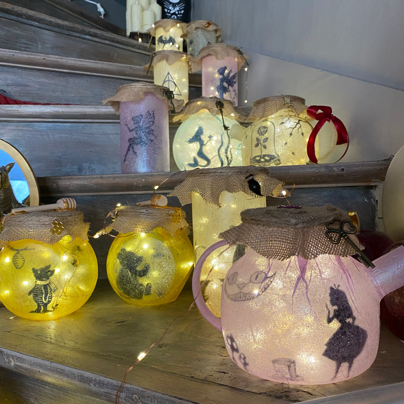 Lanterne artisanale - Théière - Alice au Pays des Merveilles ROSE