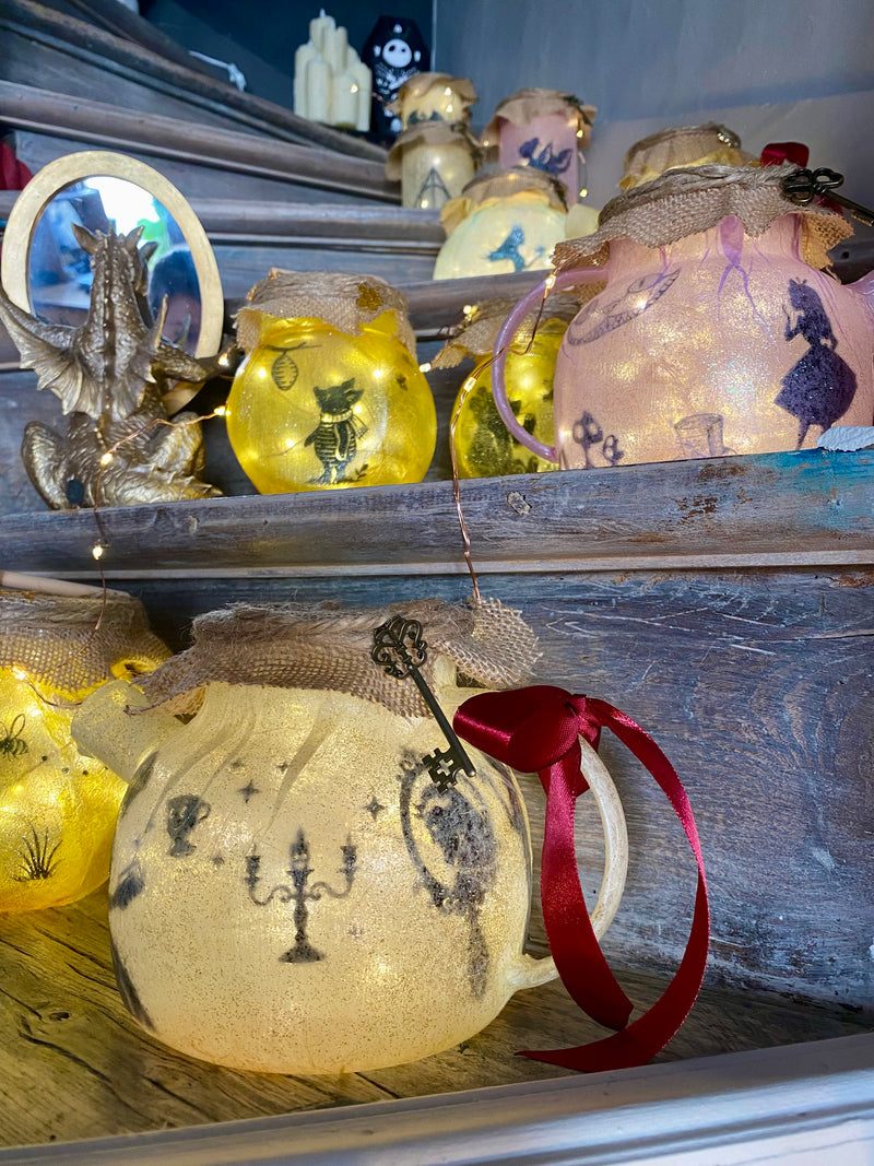 Lanterne artisanale Théière inspirée de La Belle et la Bête