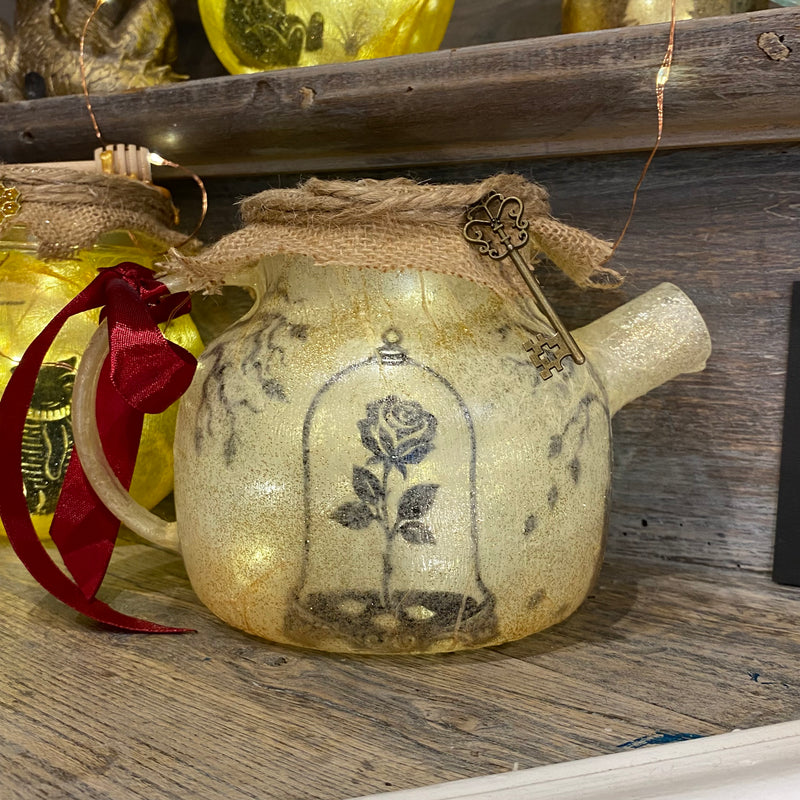 Lanterne artisanale Théière inspirée de La Belle et la Bête