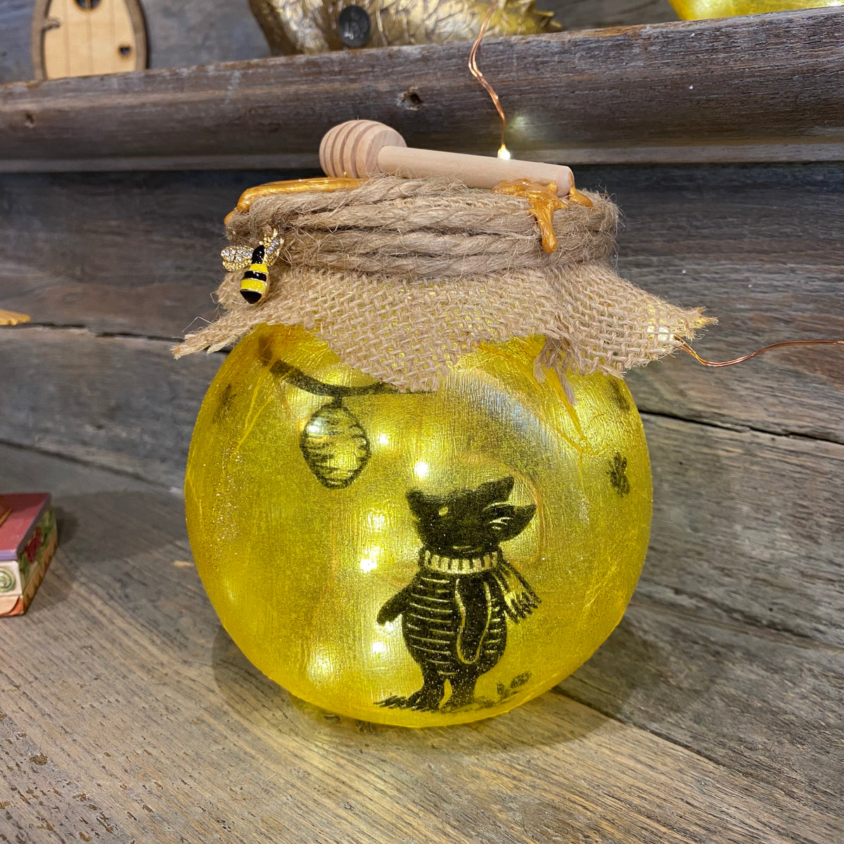 Lanterne artisanale en verre – Inspirée de Winnie et son pot de miel
