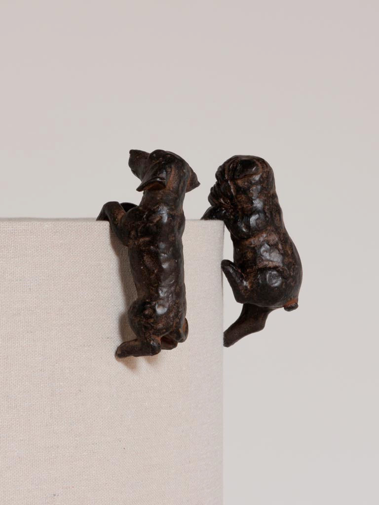 Lot de 2 Chiens Décoratifs à Suspendre Style Bronze
