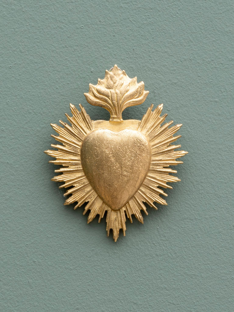 Ex-voto cœur doré mini – Décoration murale symbolique