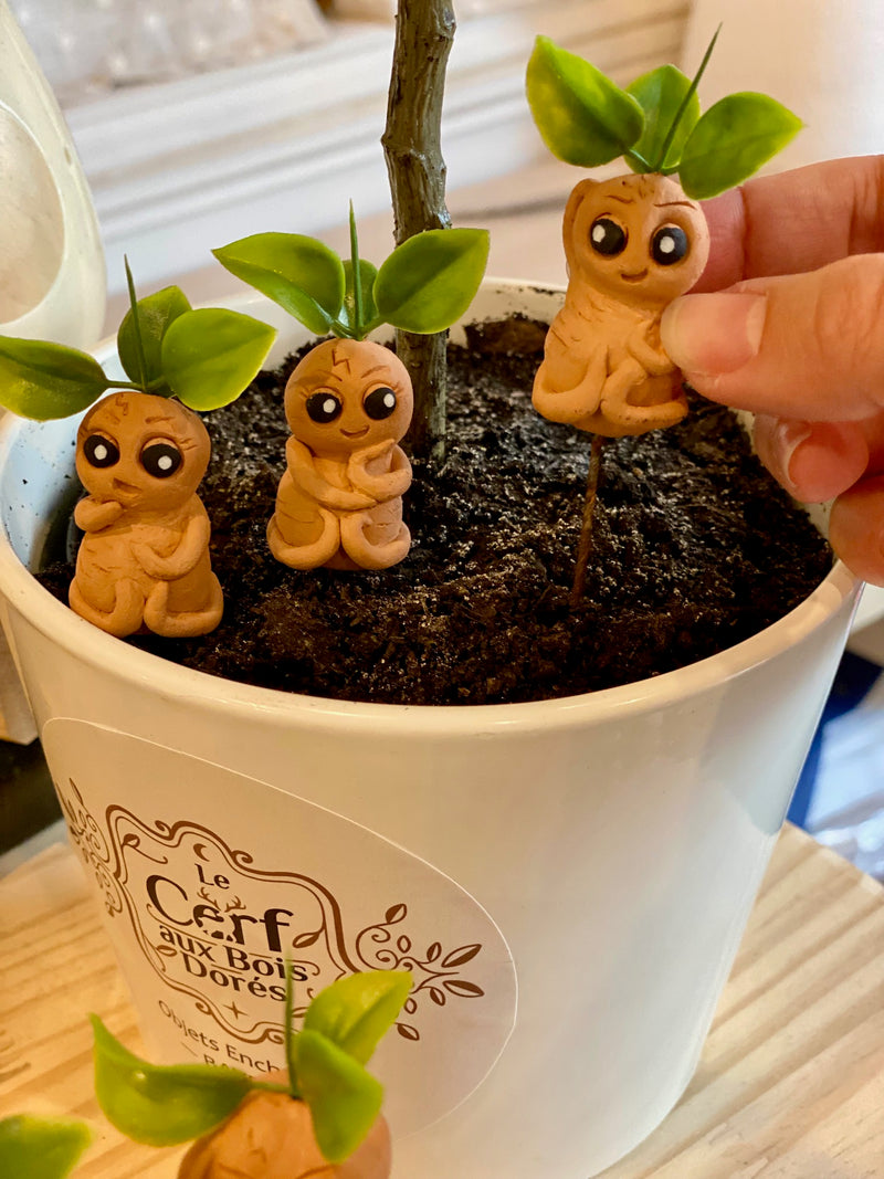 Figurine Mandragore Artisanale en Argile – Décoration de Plante