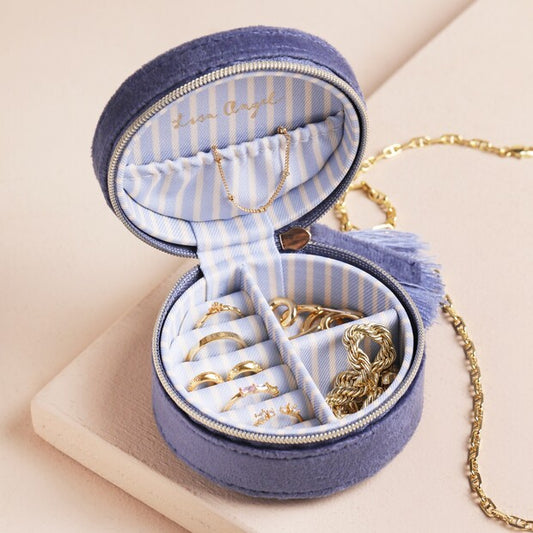 Boîte à bijoux ronde champignons – Velours bleu nuit