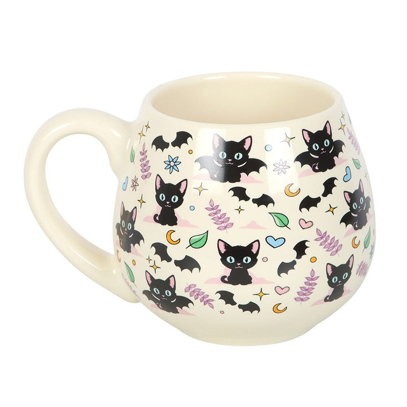 Mug Rond Chats Noirs et Symboles Mystiques – Collection Cute & Creepy