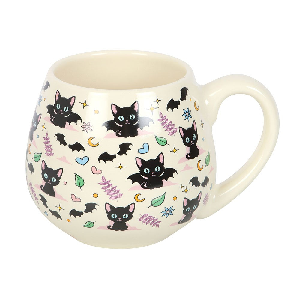 Mug Rond Chats Noirs et Symboles Mystiques – Collection Cute & Creepy