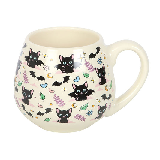 Mug Rond Chats Noirs et Symboles Mystiques – Collection Cute & Creepy