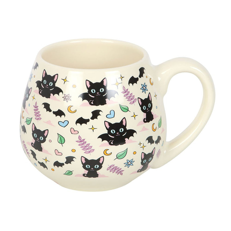 Mug Rond Chats Noirs et Symboles Mystiques – Collection Cute & Creepy