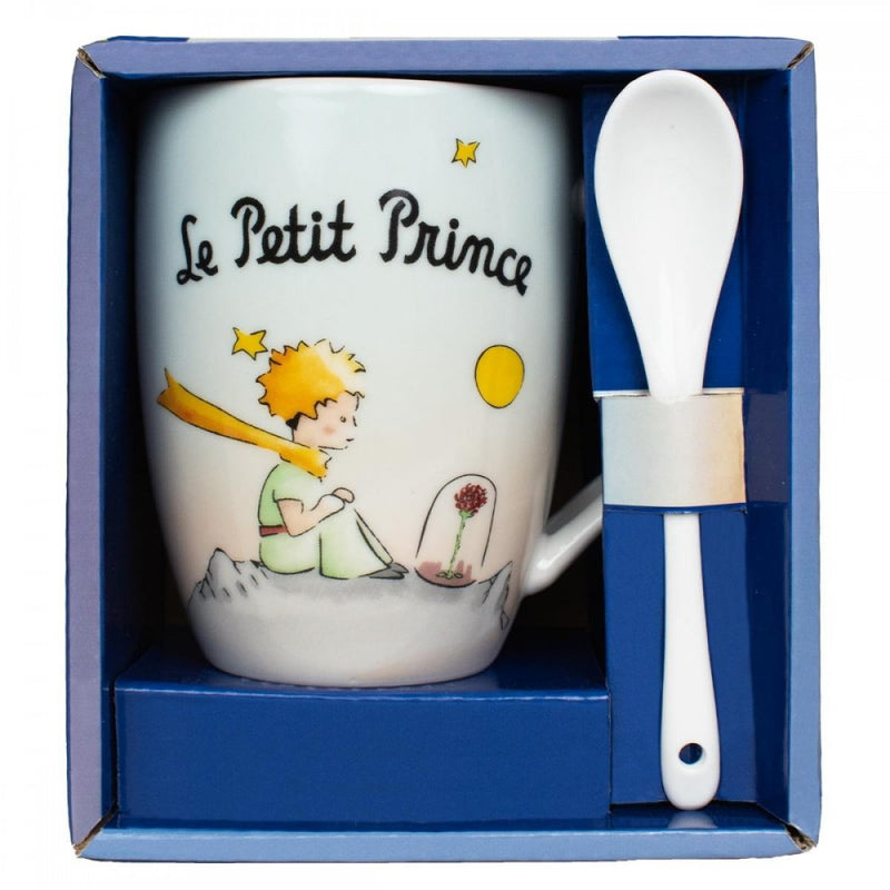 Mug Le Petit Prince avec cuillère – Illustration Rose et Planète