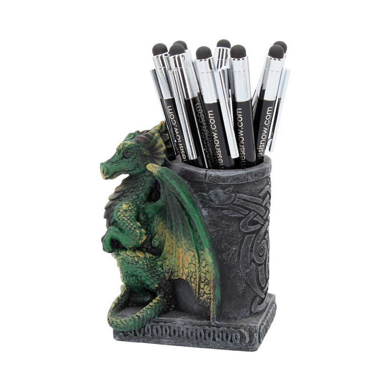 Pot à Crayons Dragon Émeraude – Décoration Bureau Fantasy