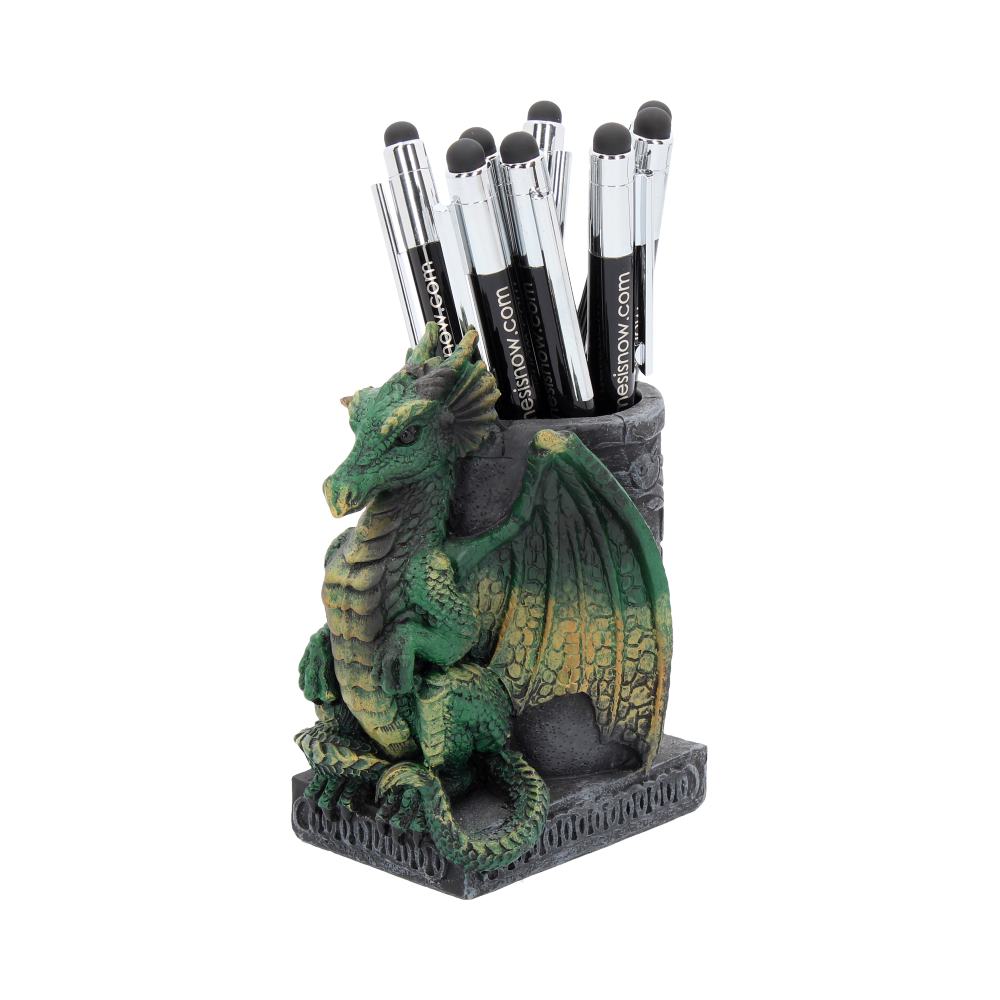 Pot à Crayons Dragon Émeraude – Décoration Bureau Fantasy