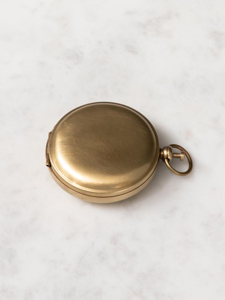 Miroir de poche rond en laiton – Gravure « I Love You »