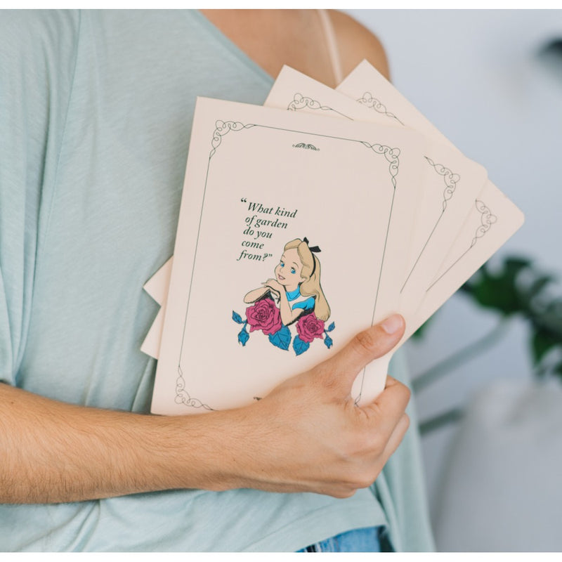 Lot de 3 Carnets A5 Disney – Alice au Pays des Merveilles | Chat du Cheshire, Alice & Lapin Blanc