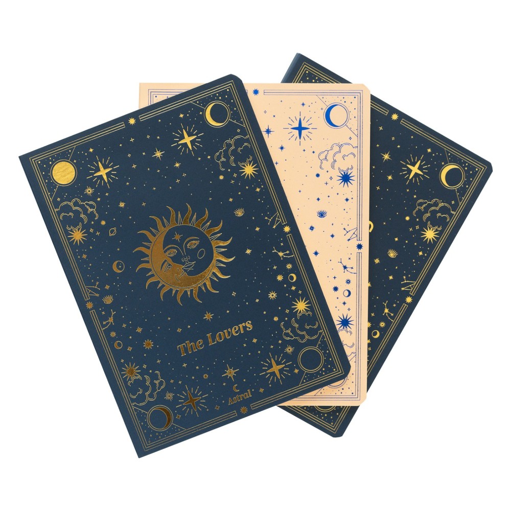 Lot de 3 Carnets A6 – Collection Astral • Motifs dorés