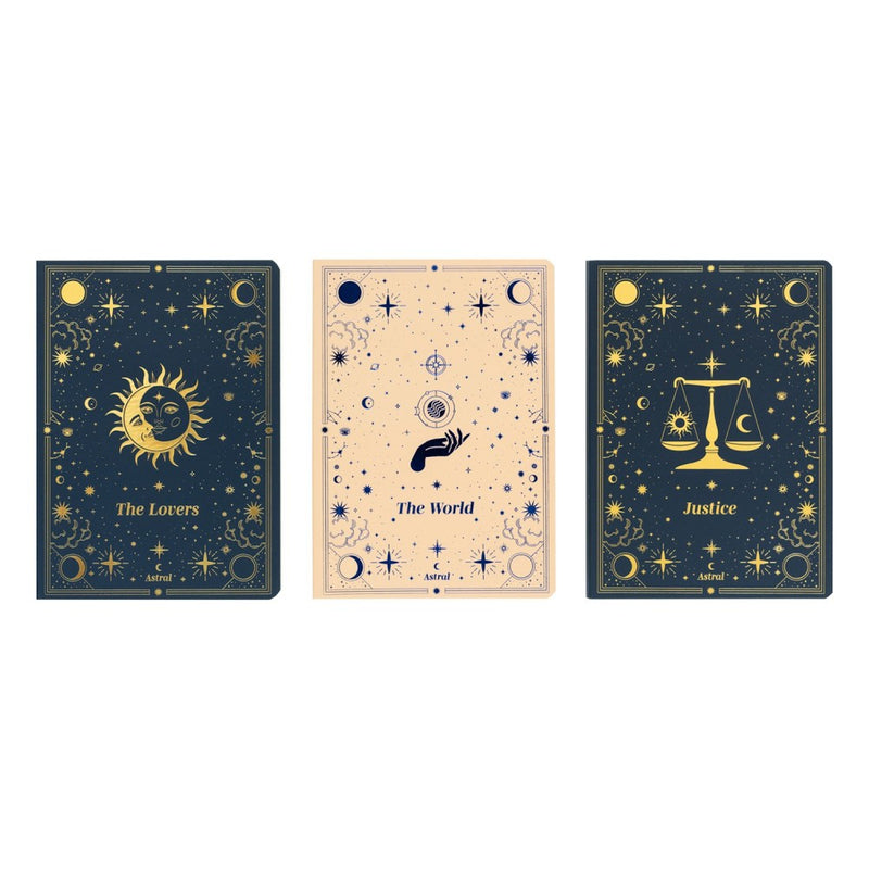 Lot de 3 Carnets A6 – Collection Astral • Motifs dorés