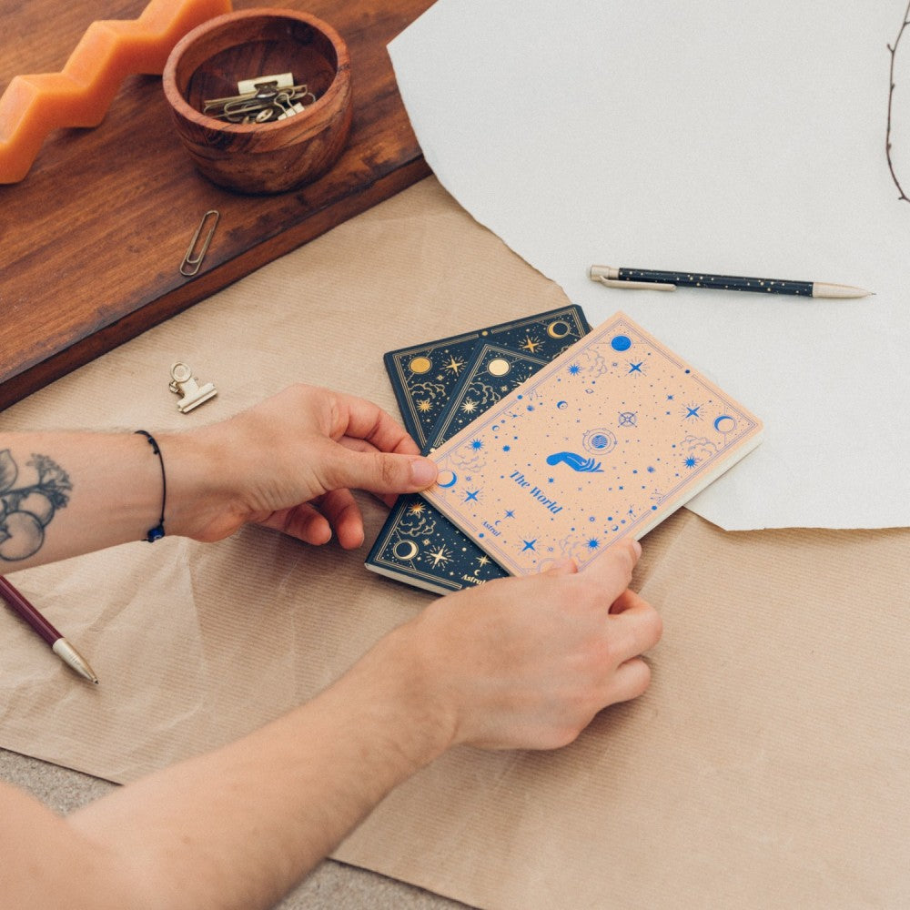 Lot de 3 Carnets A6 – Collection Astral • Motifs dorés