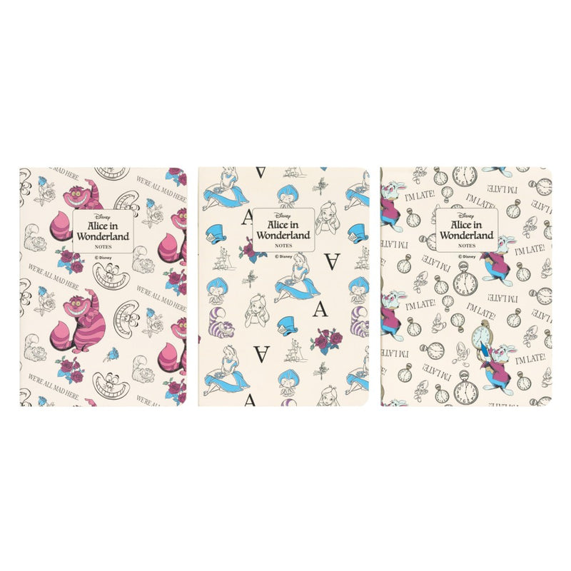 Lot de 3 carnets Disney Alice au Pays des Merveilles – Format A6