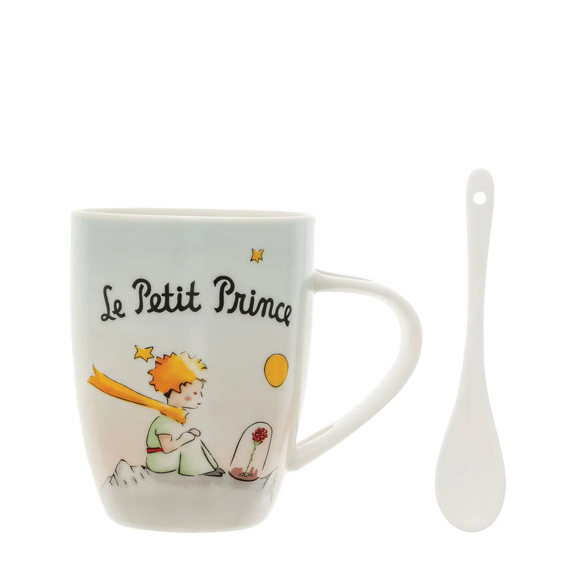 Mug Le Petit Prince avec cuillère – Illustration Rose et Planète