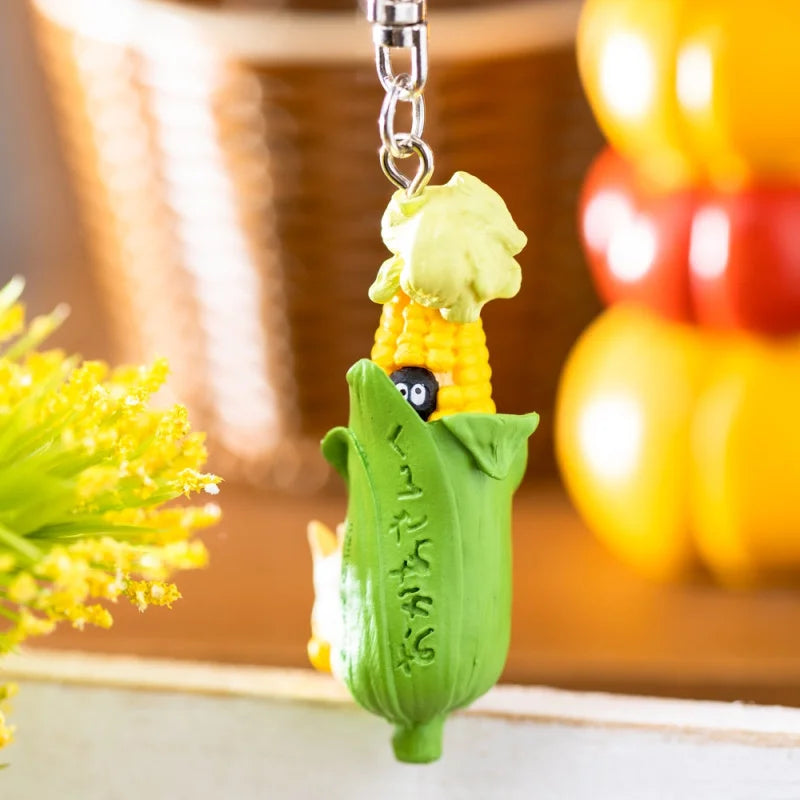 Porte-clés Totoro & Noiraude épi de maïs – Accessoire officiel Ghibli