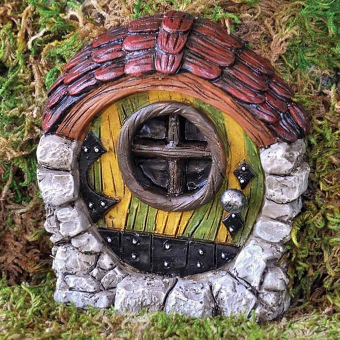 Porte ronde de maison féerique – Résine peinte à la main – Style cottage enchanté