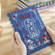 Carnet de notes A5 Alice au Pays des Merveilles, couverture en tissu bleu brodée