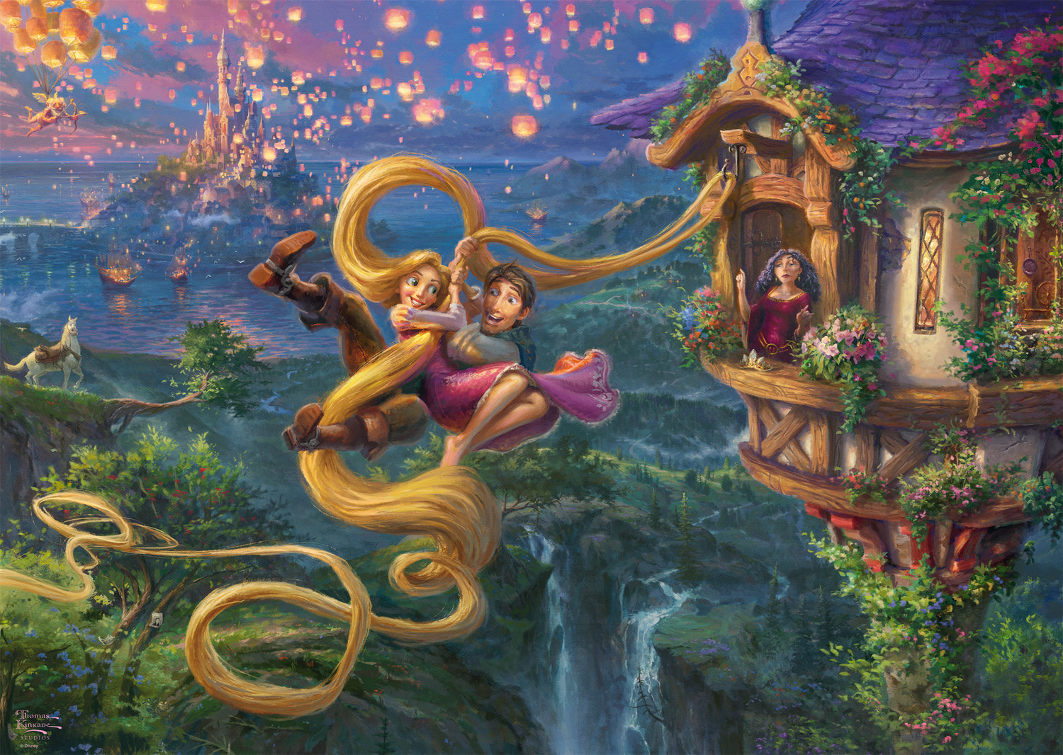 Puzzle Disney Thomas Kinkade – Raiponce : Enlacés par l’amour – 1000 pièces