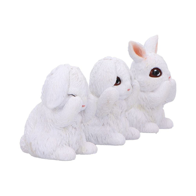 Les 3 sages lapins blancs – Figurines symboliques
