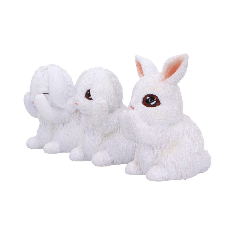 Les 3 sages lapins blancs – Figurines symboliques