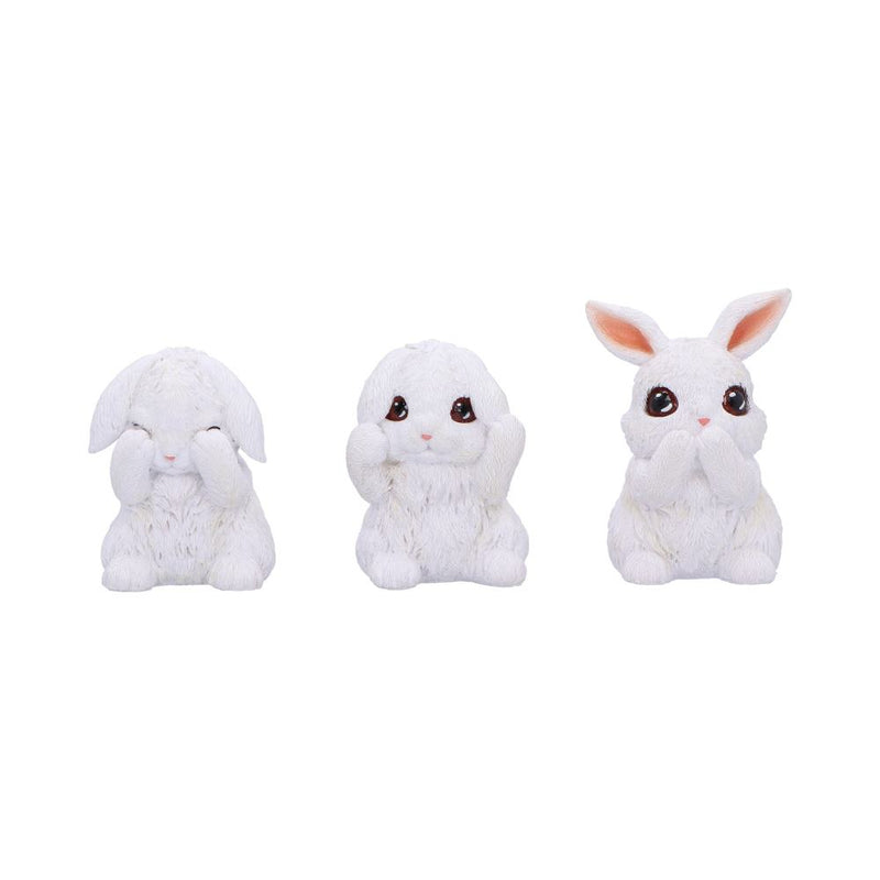 Les 3 sages lapins blancs – Figurines symboliques