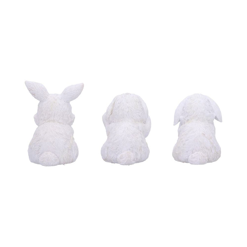 Les 3 sages lapins blancs – Figurines symboliques