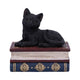 Figurine Chat noir sur grimoires avec rangement secret