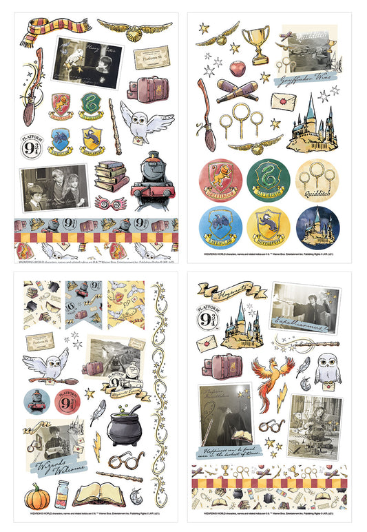Stickers Harry Potter – 4 planches illustrées – Objets et personnages emblématiques