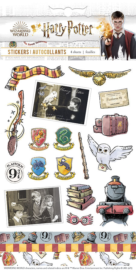 Stickers Harry Potter – 4 planches illustrées – Objets et personnages emblématiques