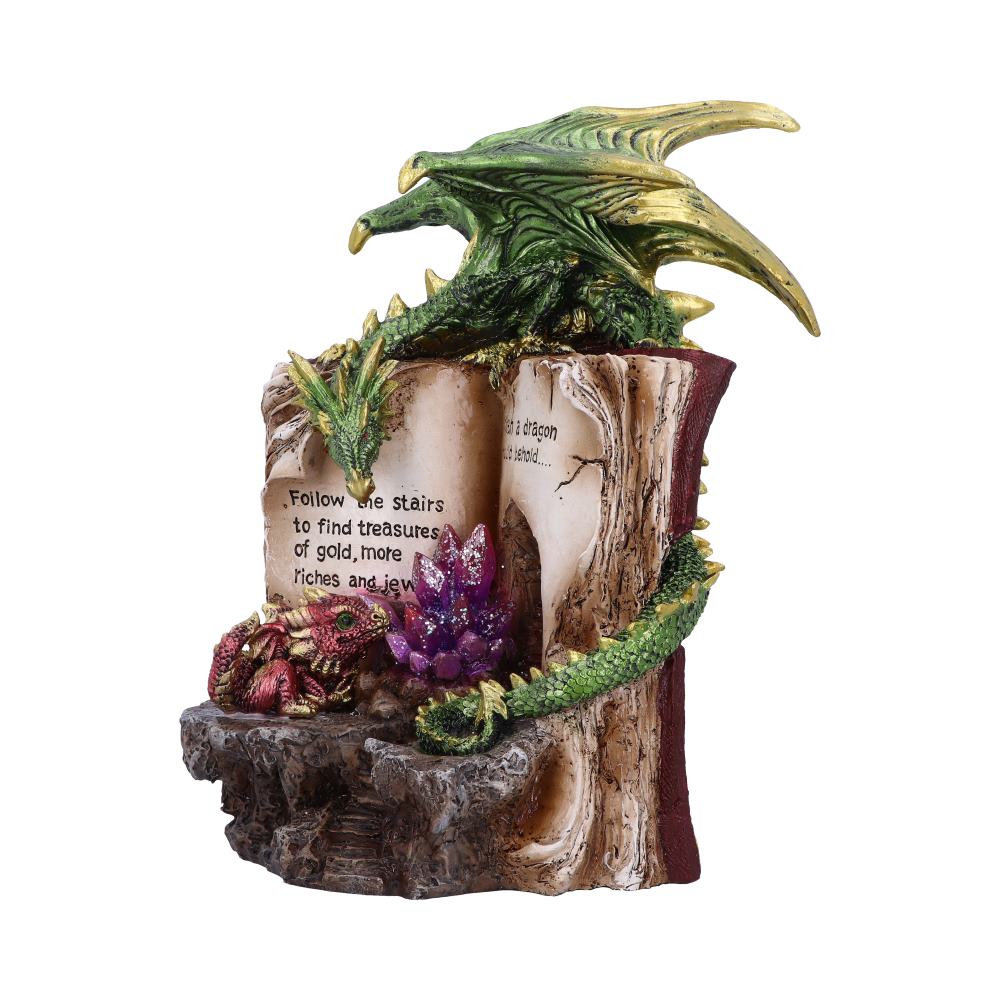 Figurine Dragon Émeraude sur Grimoire Antique Lumineux – Nemesis Now