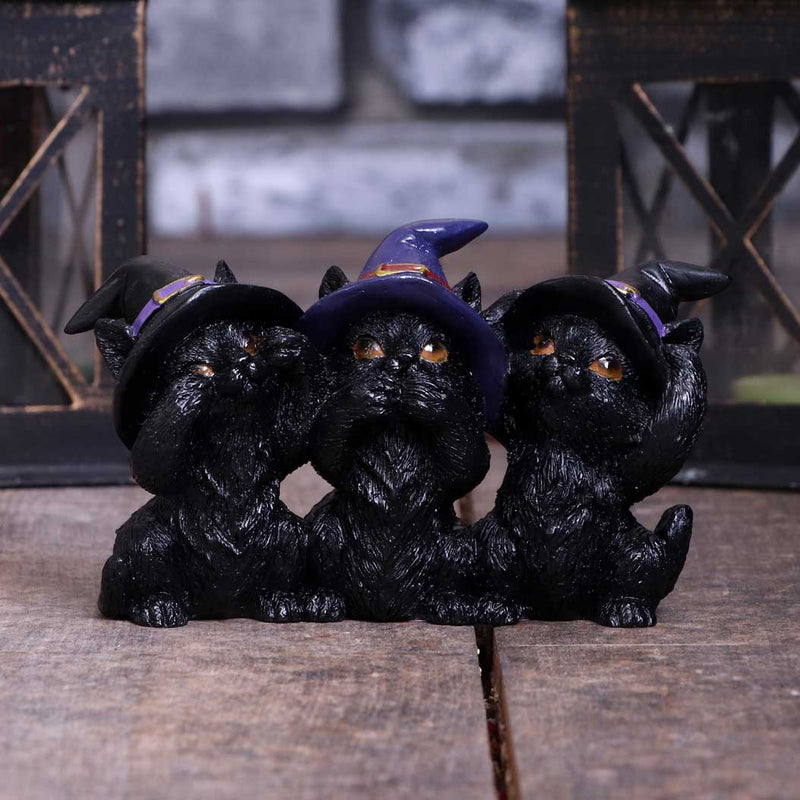 Les 3 Petits Chats Sorciers Sages – Figurines « Ne rien voir, ne rien entendre, ne rien dire »