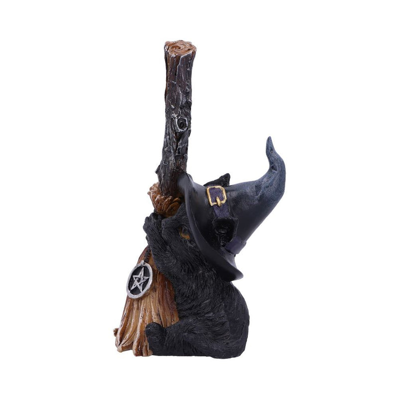 Figurine Chat Noir Gardien de Balai – Chapeau de Sorcière & Pentacle