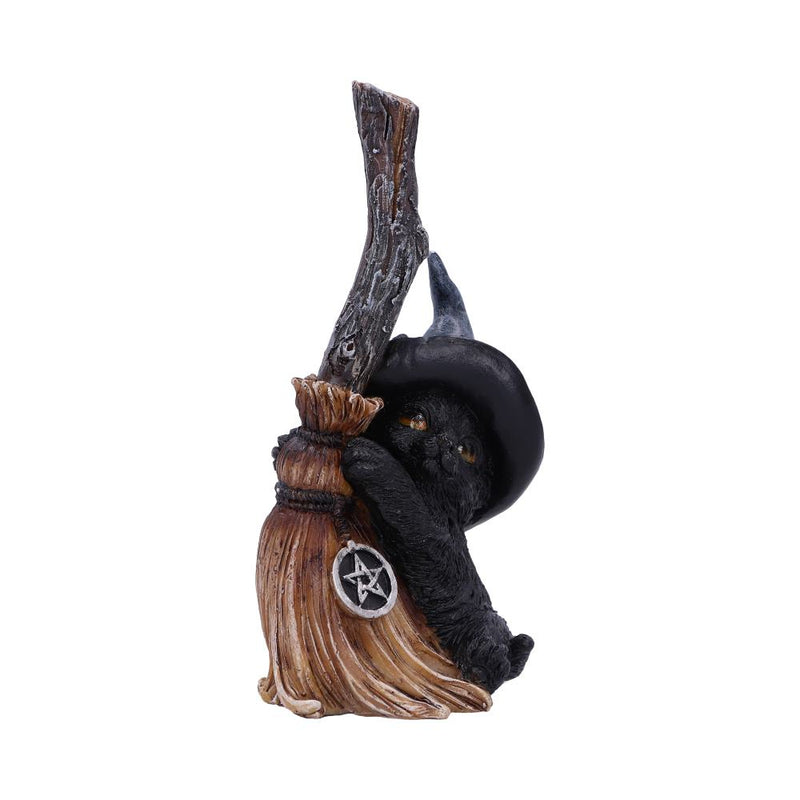 Figurine Chat Noir Gardien de Balai – Chapeau de Sorcière & Pentacle