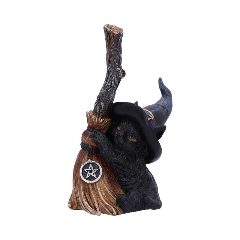 Figurine Chat Noir Gardien de Balai – Chapeau de Sorcière & Pentacle