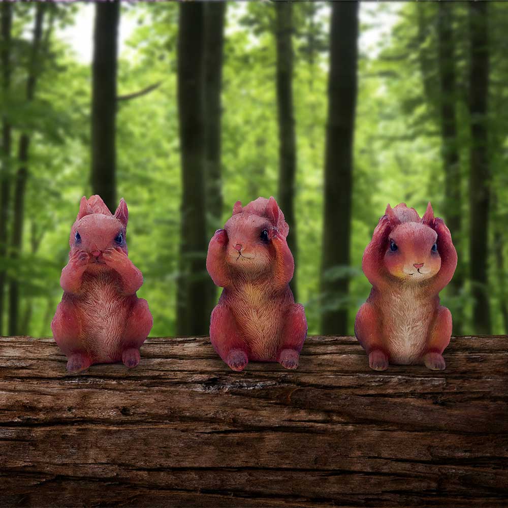 Les 3 Écureuils Sages – Figurines forestières symboliques