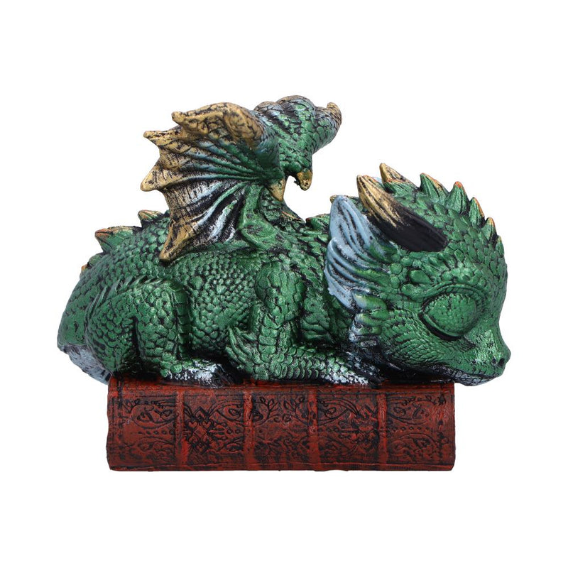 Figurine Dragon Vert « Where Dragons Dream » – Dragon endormi sur grimoire